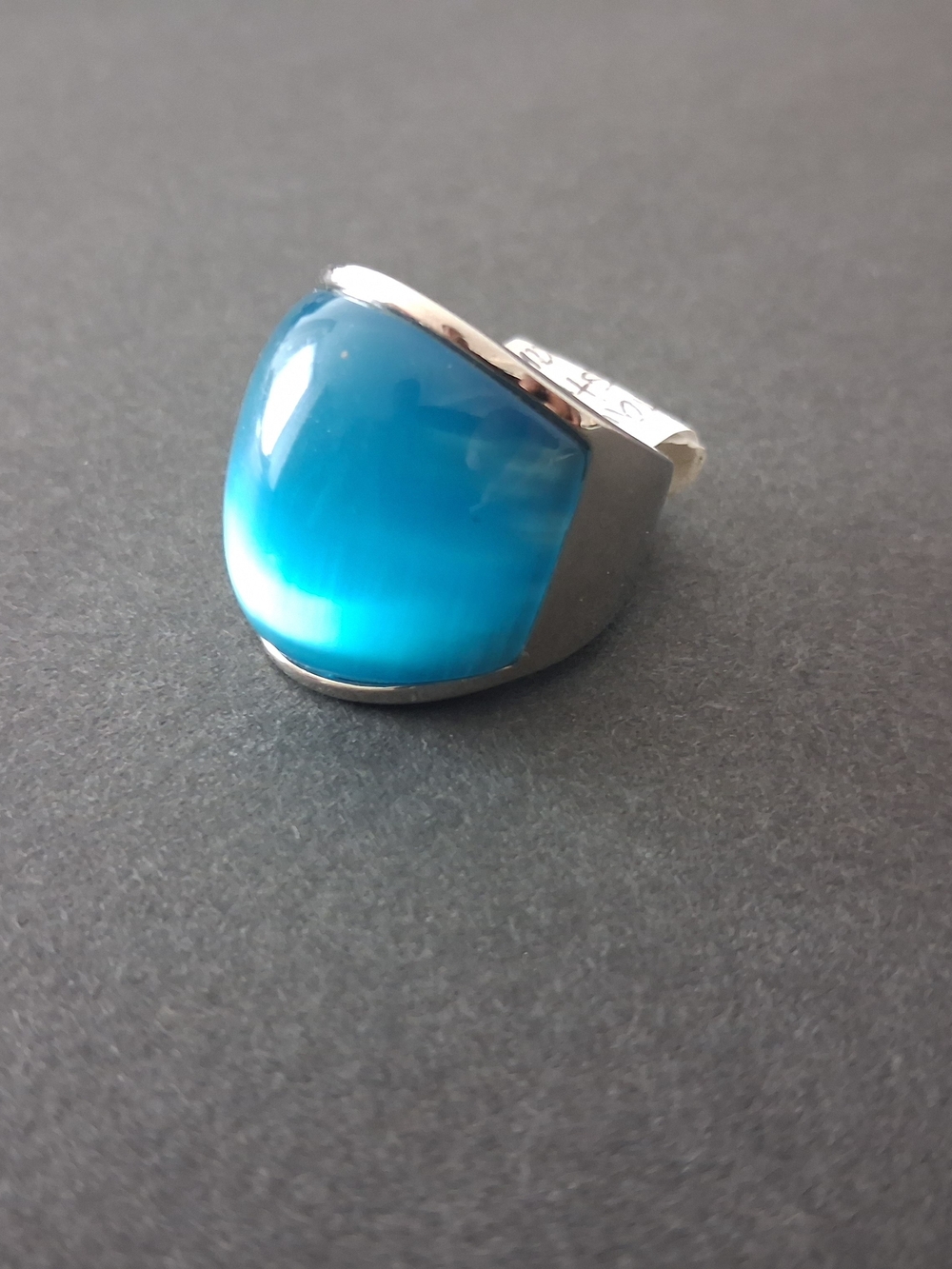 Unisex Blue Dome Statement Ring - Jewelry